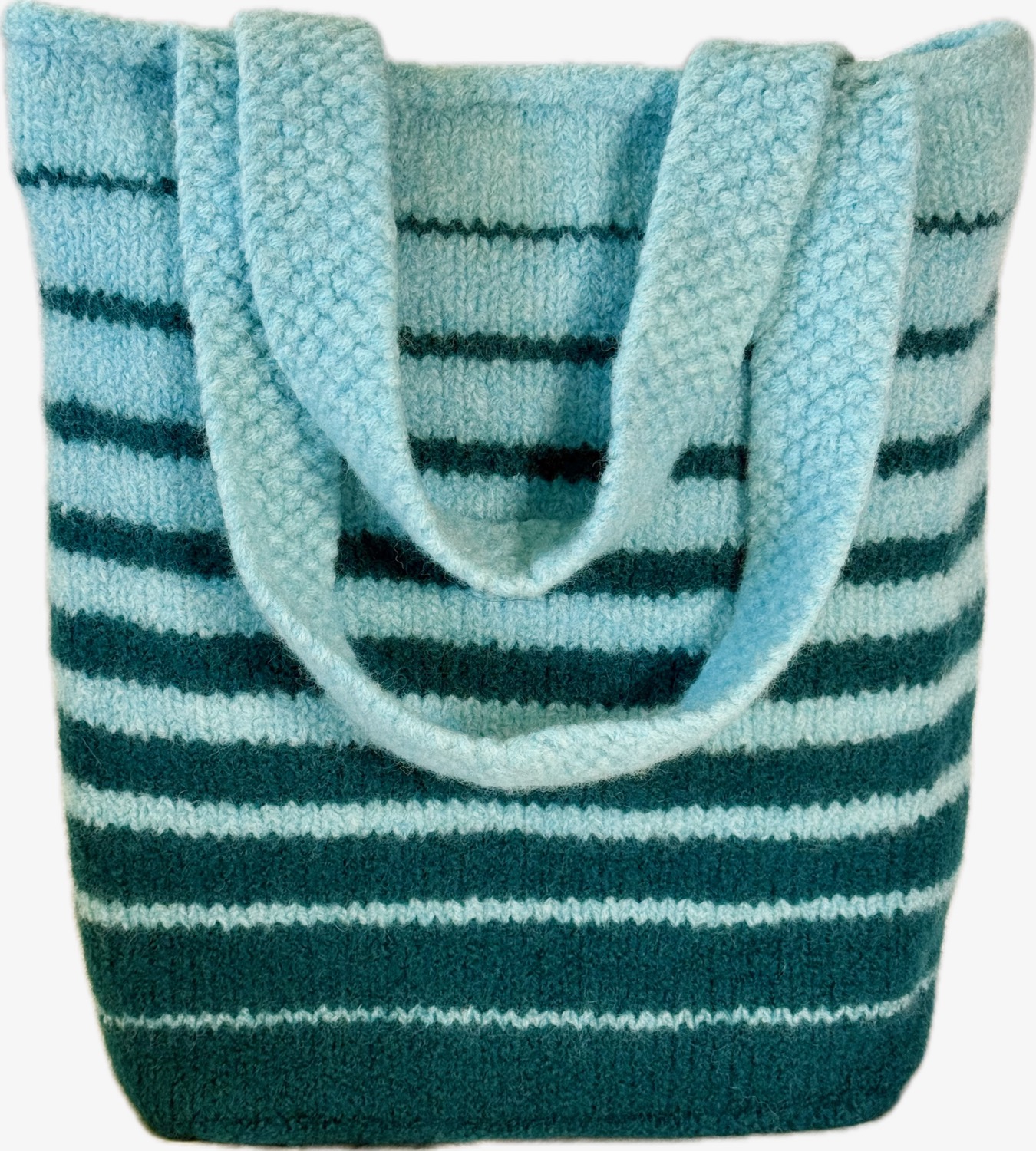 Teal and mint felted tote
